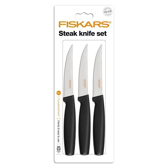 Fiskars Steak késkészlet, fekete, 3db-os - 1014280