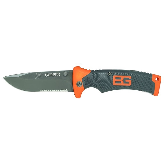 Gerber Bear Grylls zsebkés, félig fogazott pengével tokkal, bliszterben - 1013939