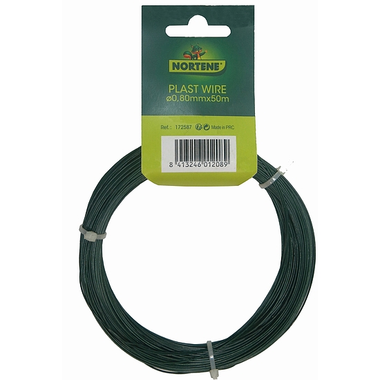 Nortene PLAST WIRE műanyag bevonatos galvanizált dróthuzal - 0,6/0,8 mm x 50 m - zöld - 172587