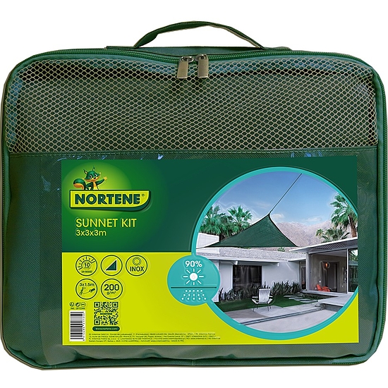 Nortene SUN-NET KIT TISSÉ szőtt napvitorla - 3 x 3 x 3 m -  zöld - 2012344