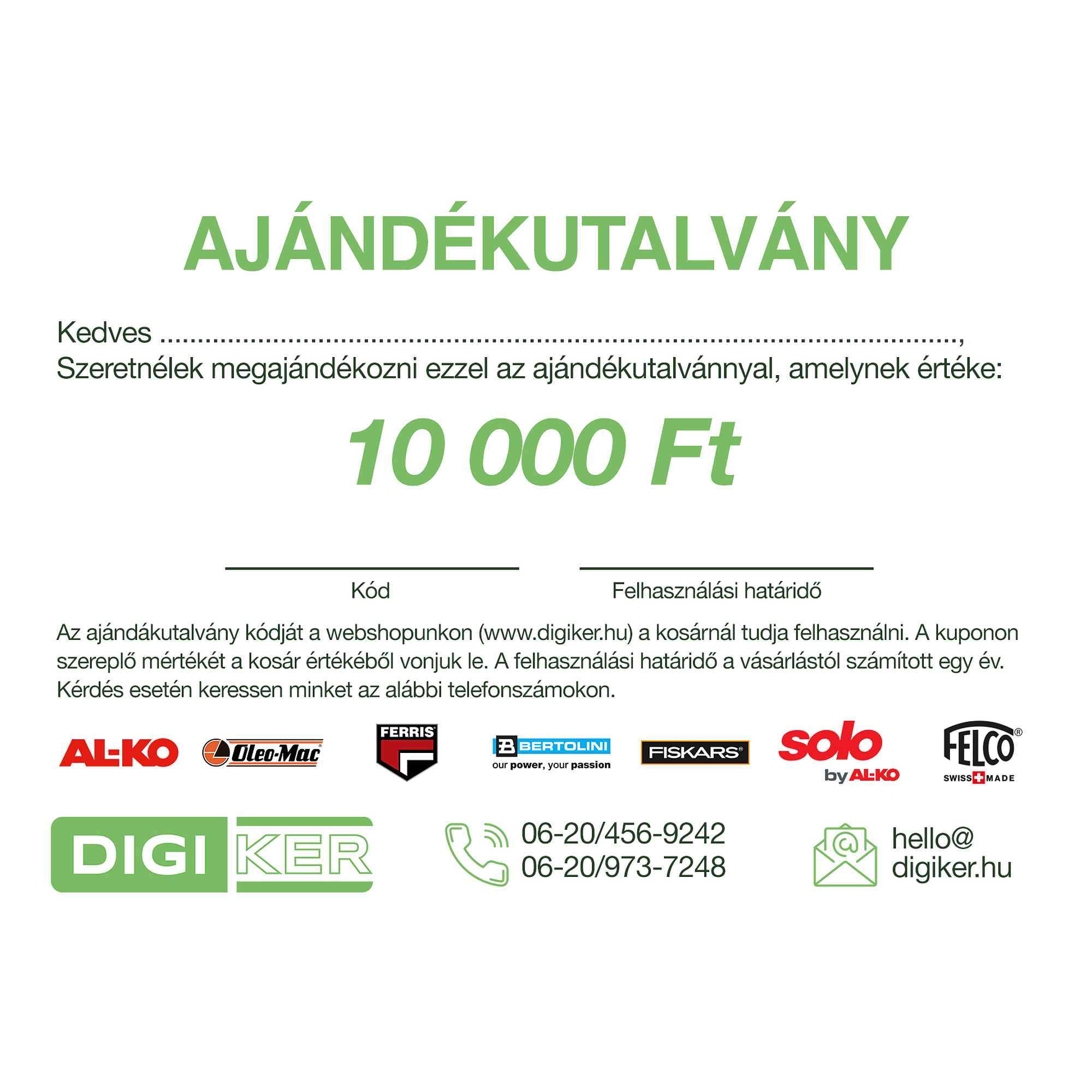 Ajándékutalvány 10.000 Ft értékben