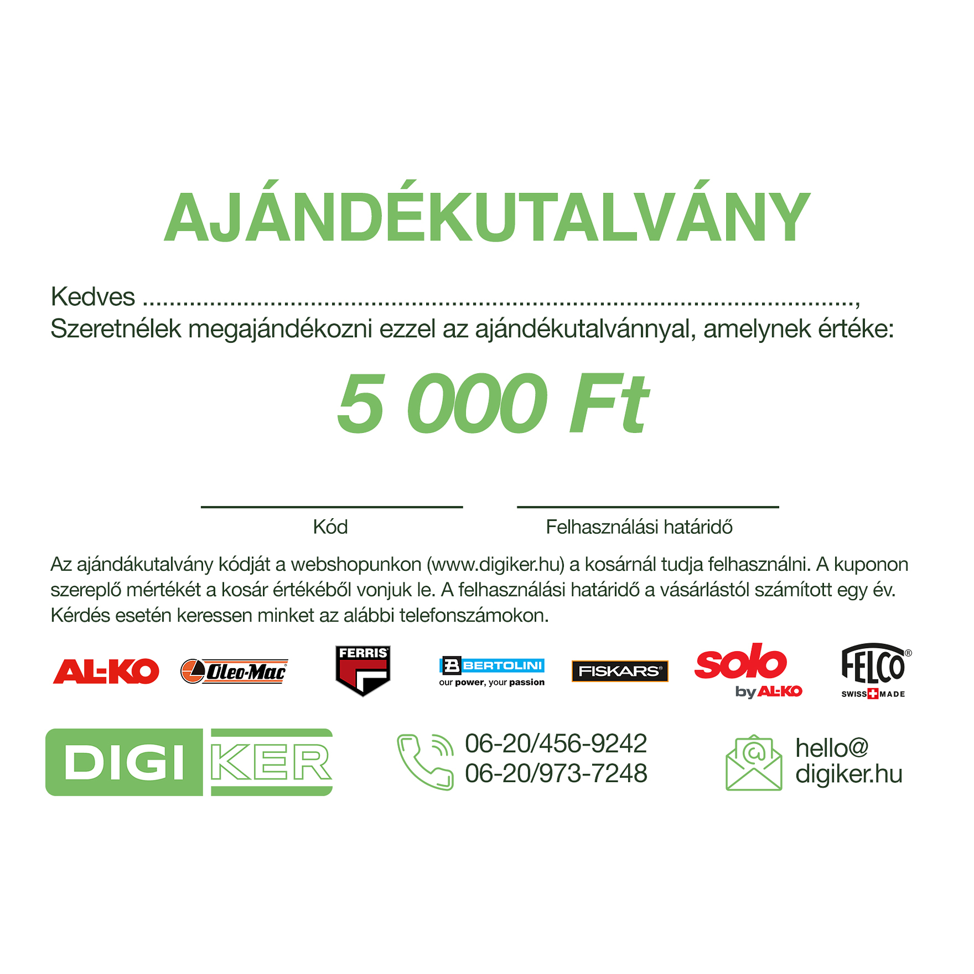 Ajándékutalvány 5.000 Ft értékben