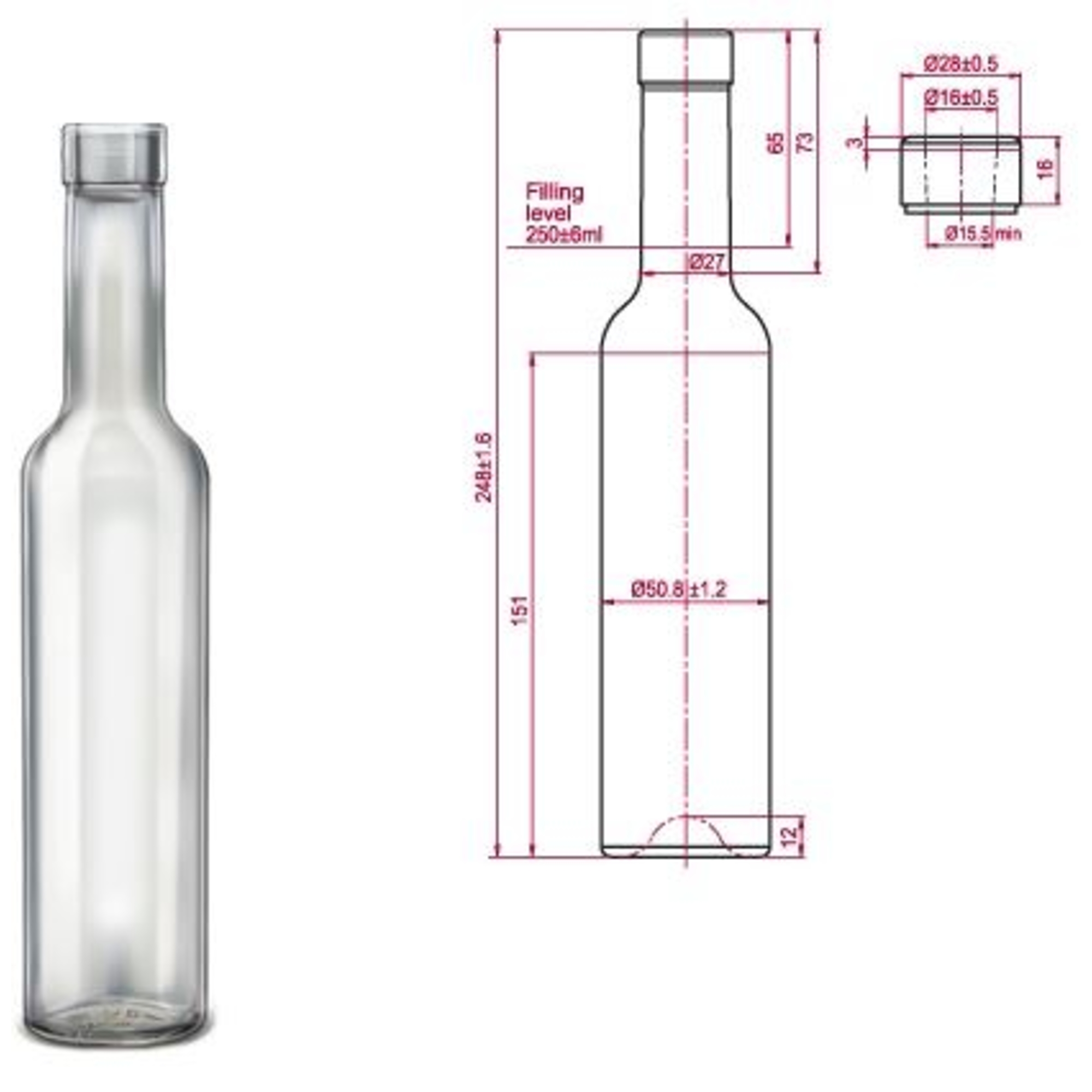 BELLA pálinkás üveg 0,25 liter BELLA 250