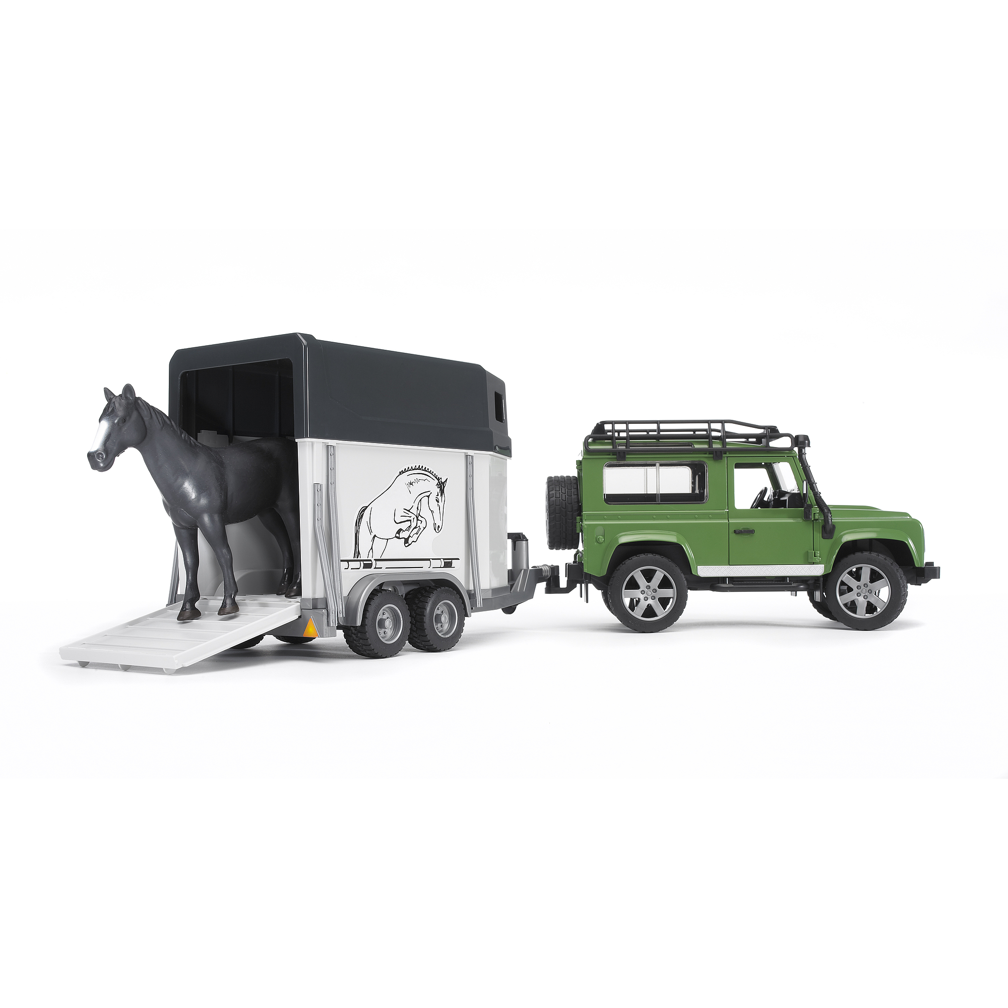 Bruder Land Rover Defender lószállítóval U02592