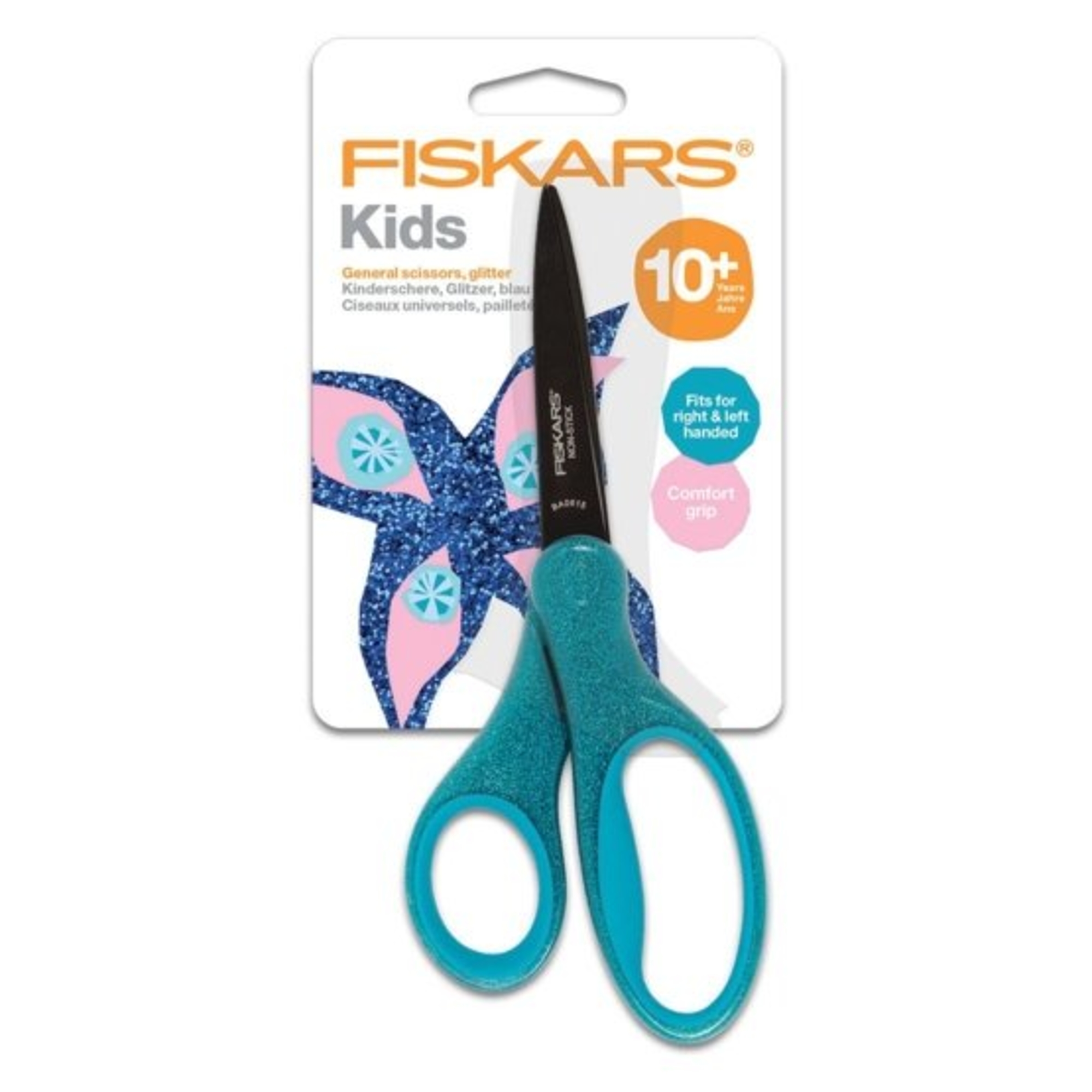 Fiskars Gyerekolló, kék csillámokkal, 18 cm - 1023917