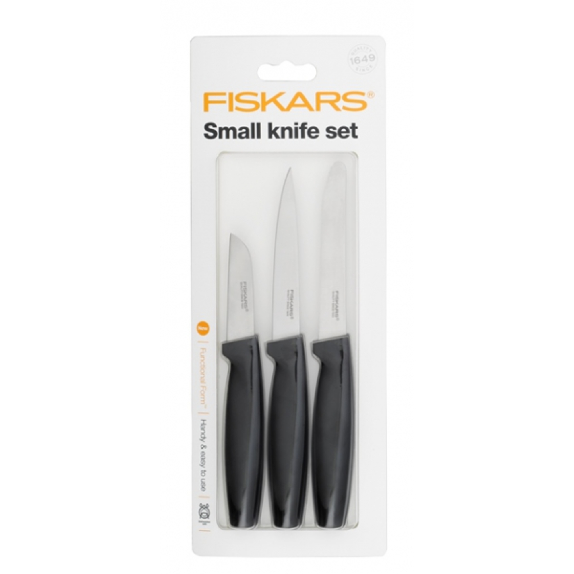 Fiskars Zöldségkés készlet, fekete, 3db-os - 1014274