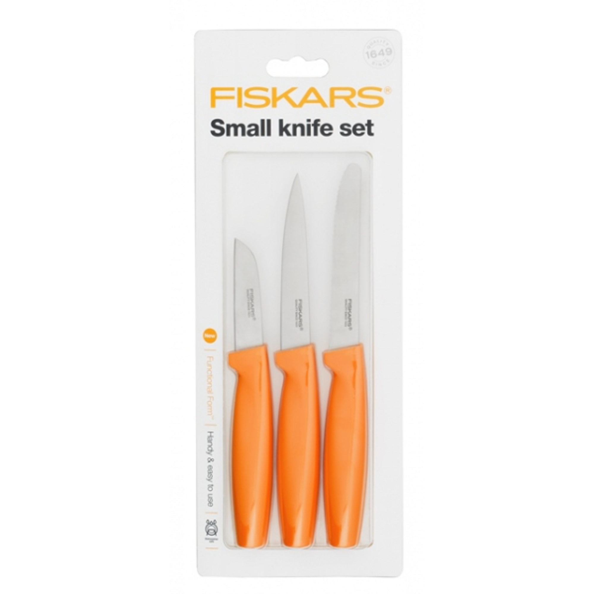 Fiskars Zöldségkés készlet, narancs, 3db-os - 1014272