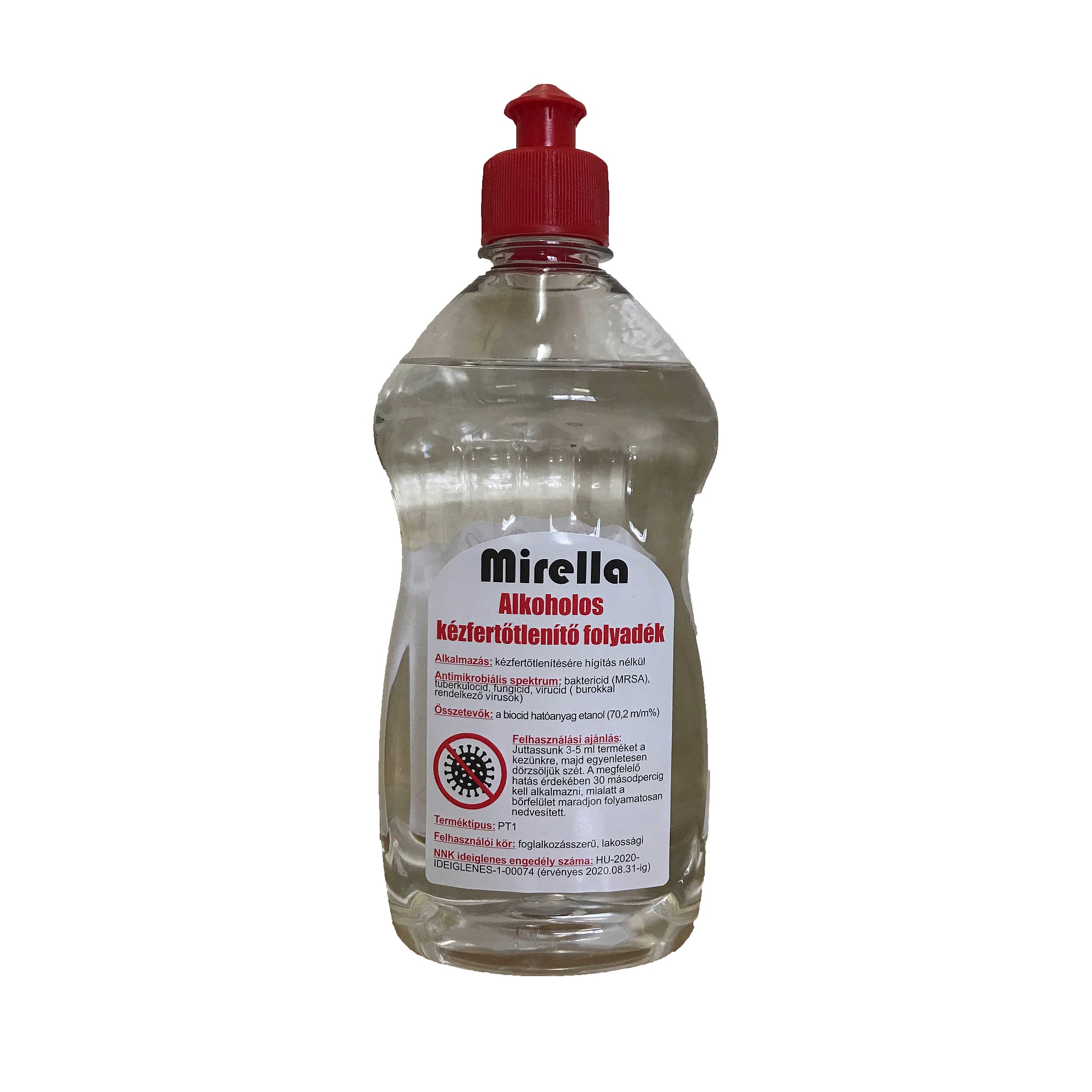 Kézfertőtlenítő Mirella Push-Pull kupakos 500 ml