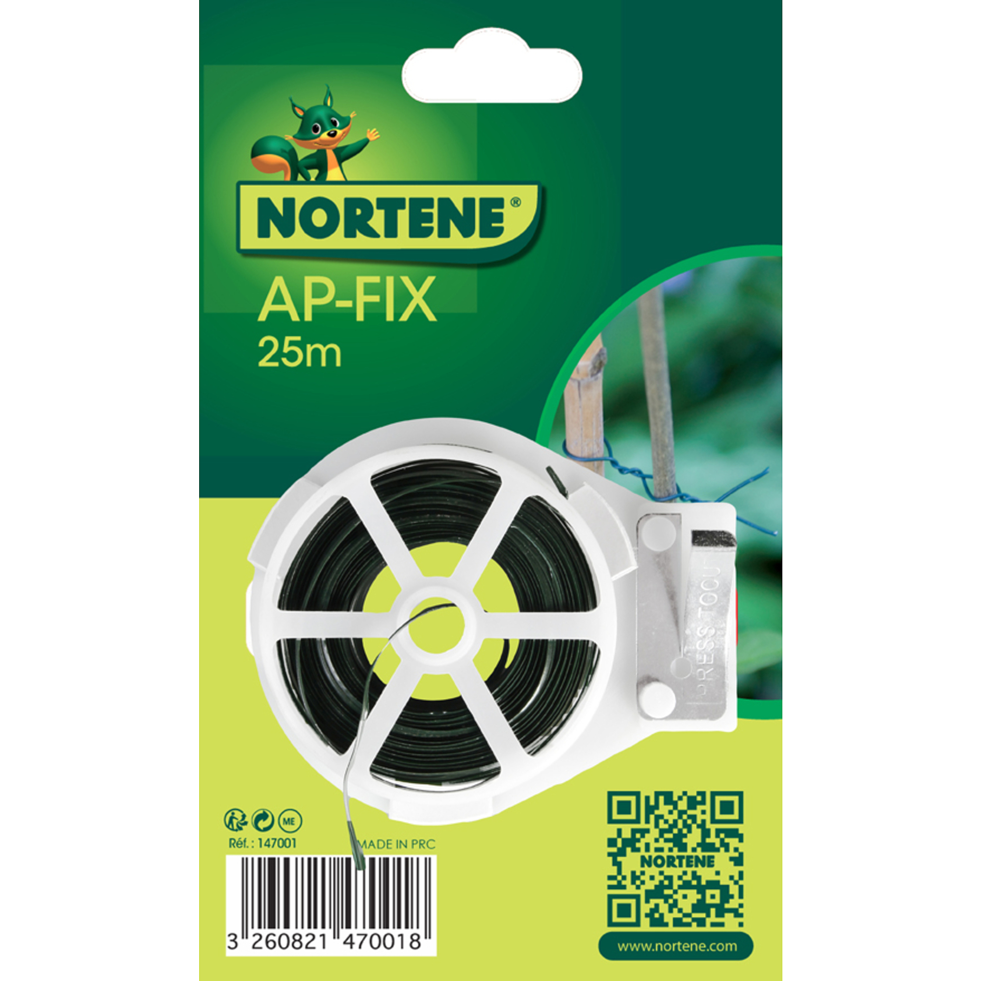 Nortene AP-FIX erősített műanyag kötöző - 2 mm x 100 m -  zöld - 147003