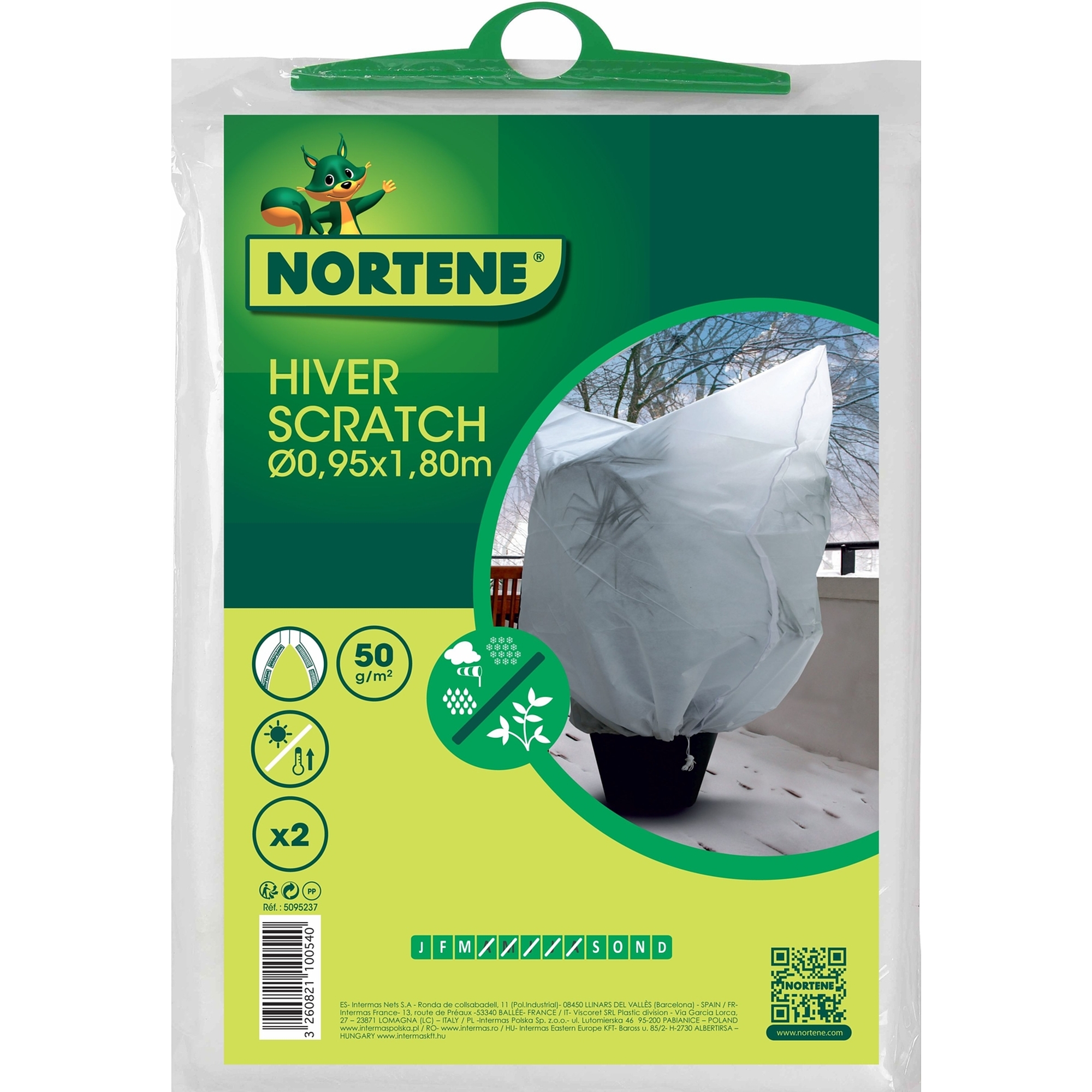 Nortene HIVERSCRATCH átteleltető zsák, 50 g/m2 - 2 x 1,8  m -  fehér - 5095237