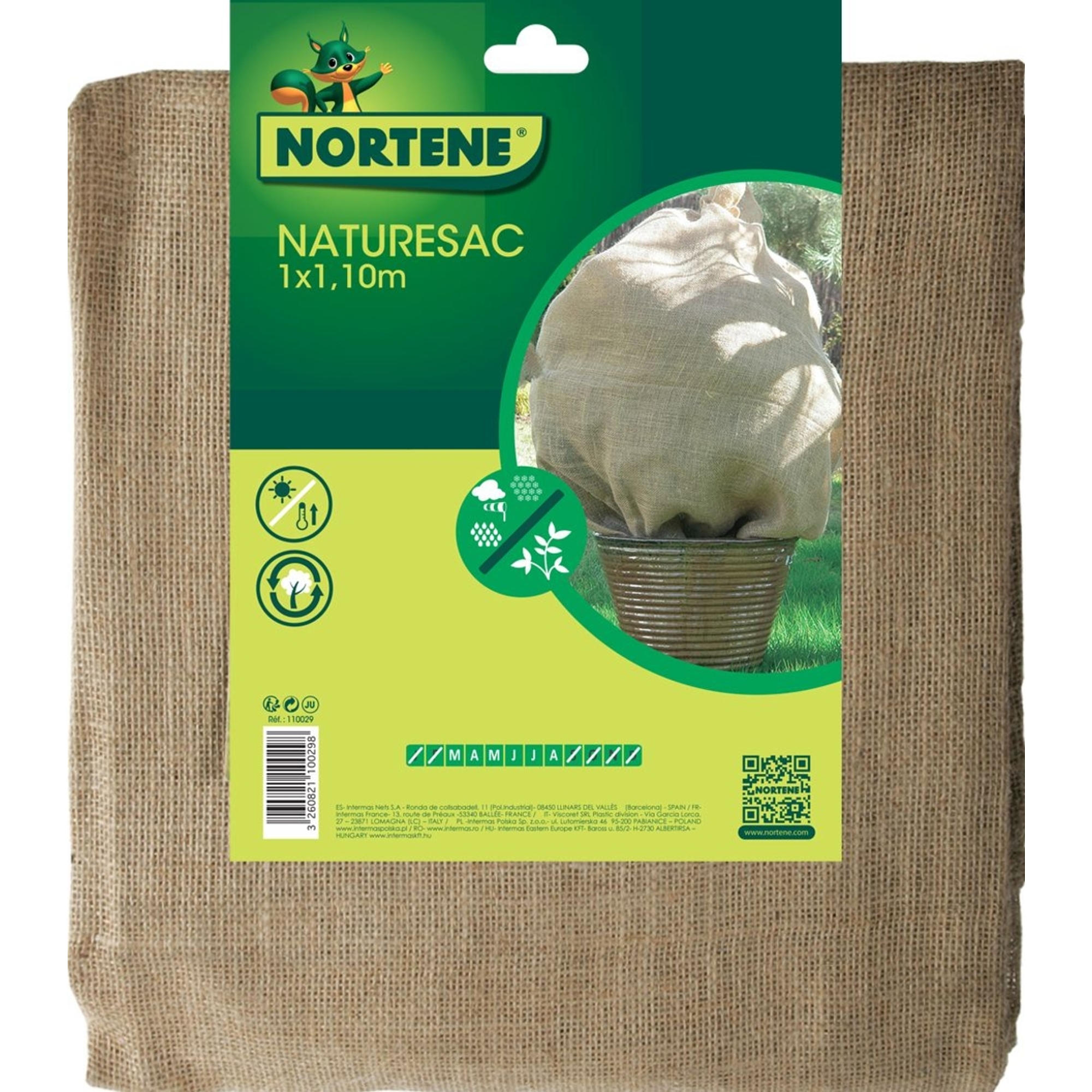 Nortene NATURESAC 300 g/m2 juta átteleltető zsák - 1 x 1,1  m -  barna - 110029