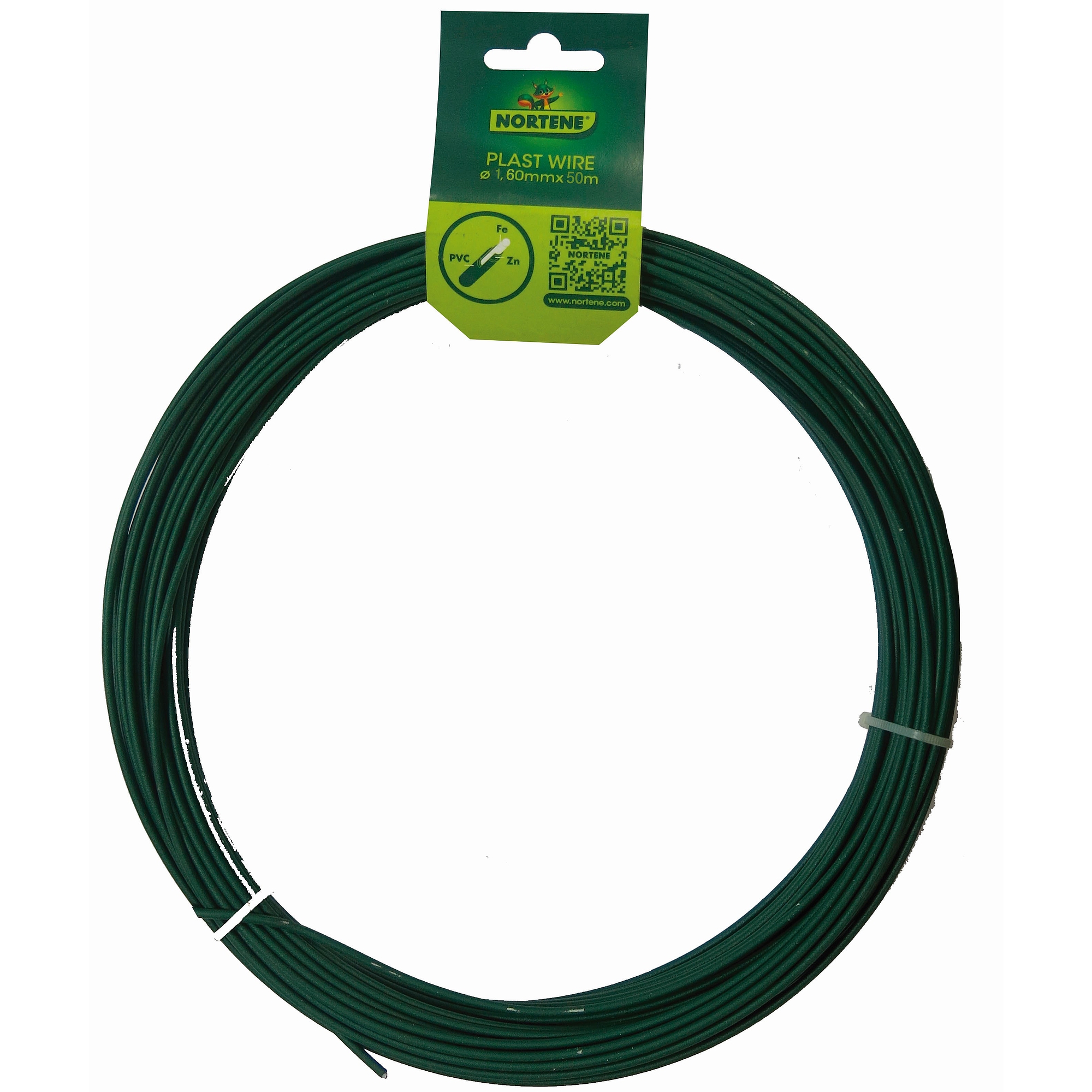 Nortene PLAST WIRE műanyag bevonatos galvanizált dróthuzal - 1,1/1,6 mm x 50 m - zöld - 172592