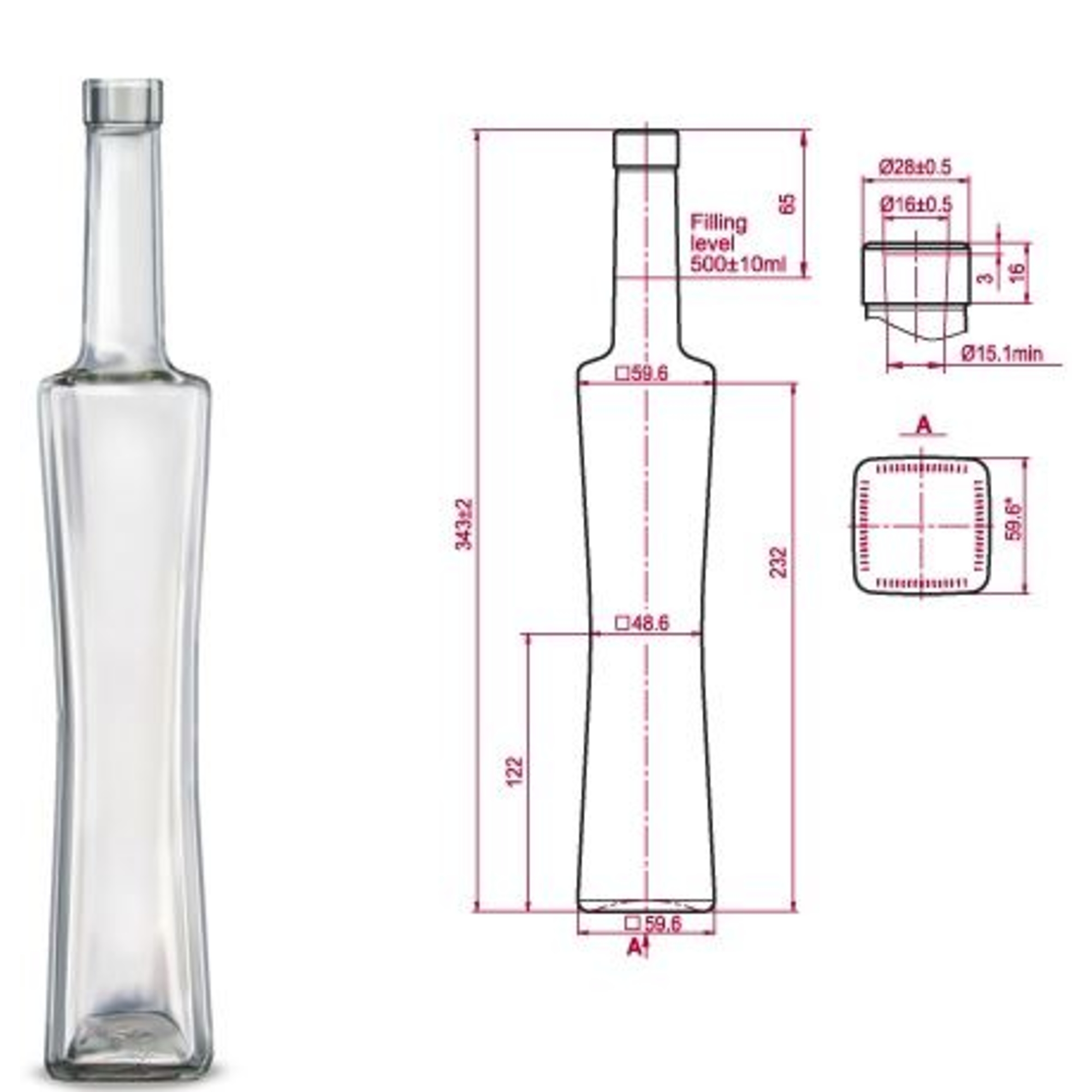 Quadro pálinkás üveg 0,50 liter