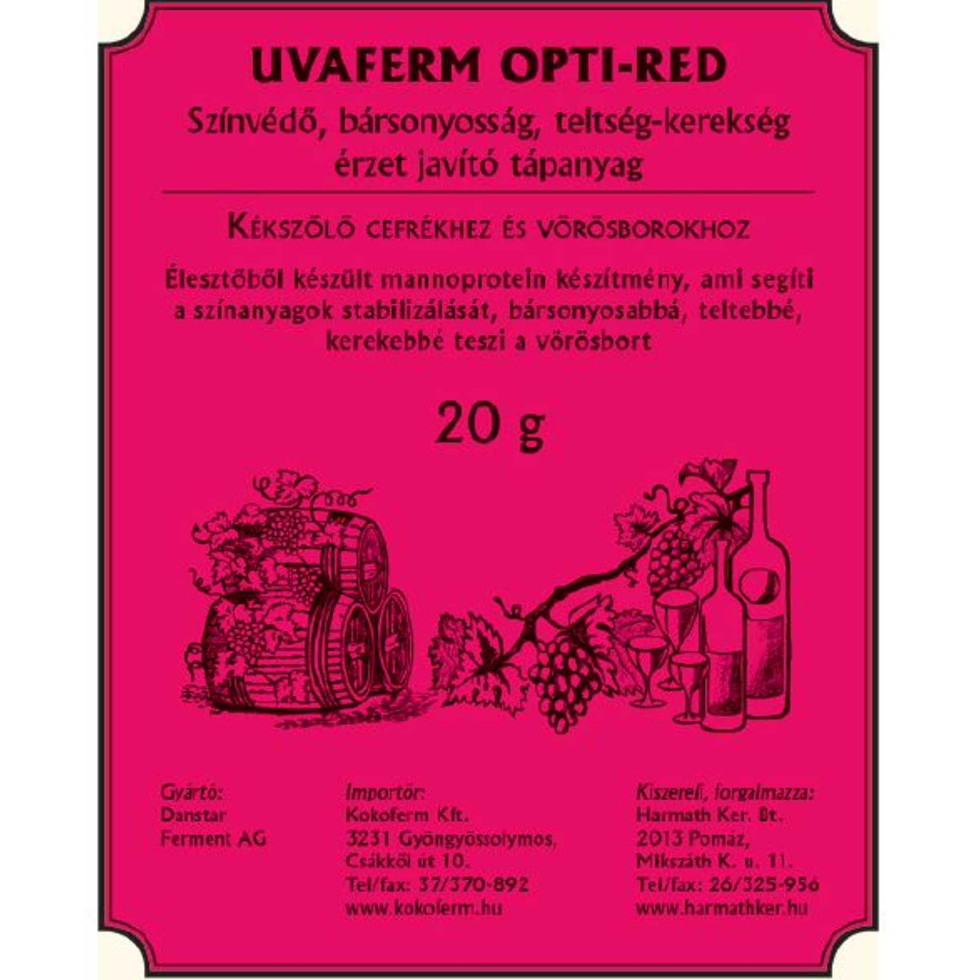 Uvaferm Opti-Red színvédő, bársonyosság fokozó tápanyag 30g
